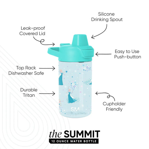 Summit Kids Plastic Water Bottle with Simple Flip Straw Lid