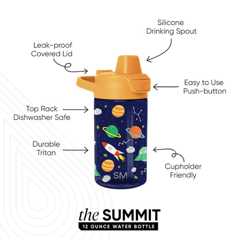 Summit Kids Plastic Water Bottle with Simple Flip Straw Lid