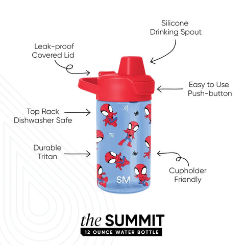 Summit Kids Plastic Water Bottle with Simple Flip Straw Lid