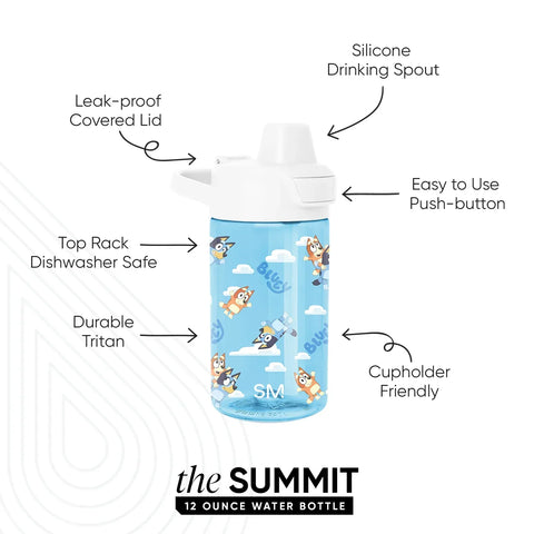 Summit Kids Plastic Water Bottle with Simple Flip Straw Lid