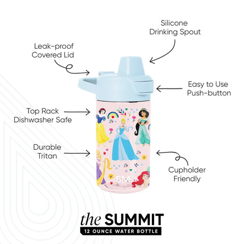 Summit Kids Plastic Water Bottle with Simple Flip Straw Lid
