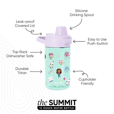 Summit Kids Plastic Water Bottle with Simple Flip Straw Lid