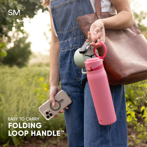 Simple Modern Mesa Loop Water Bottle with Straw | 30oz Cup Holder Friendly Insulated Stainless Steel Bottles for Travel, Sports and School | Cherry Wine