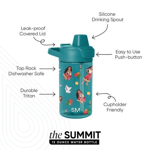 Summit Kids Plastic Water Bottle with Simple Flip Straw Lid
